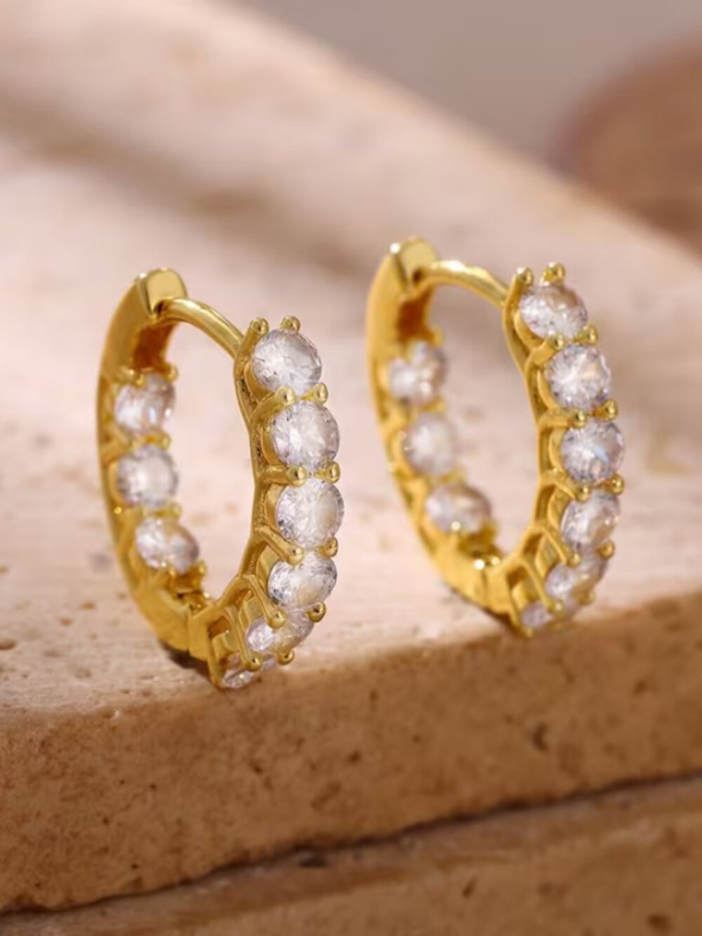 18K Gold Womens 2ct Diamond Small Hoop Earrings Ladies New 18 K Silver Jewelry